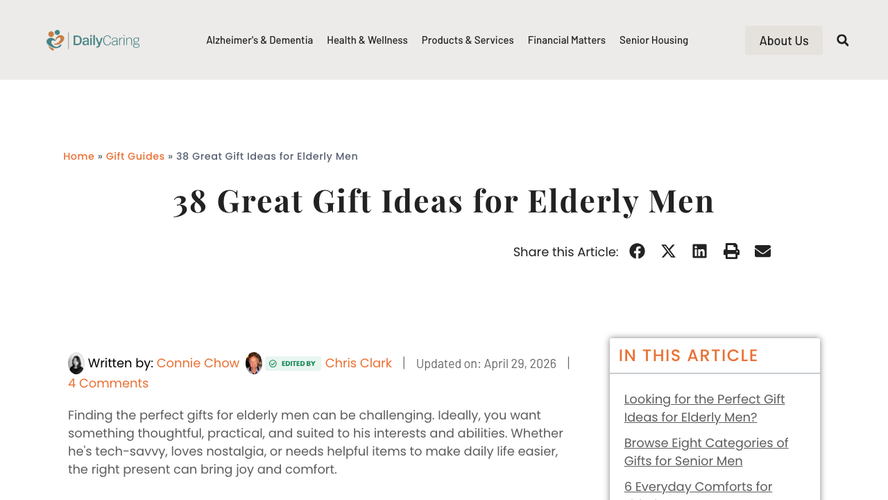 Screenshot of DailyCaring's gift ideas for elderly men guide