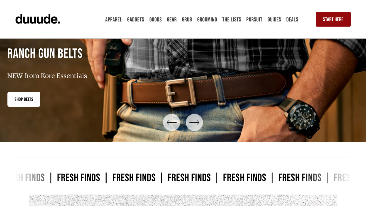 Screenshot of Duuude holiday gift guide