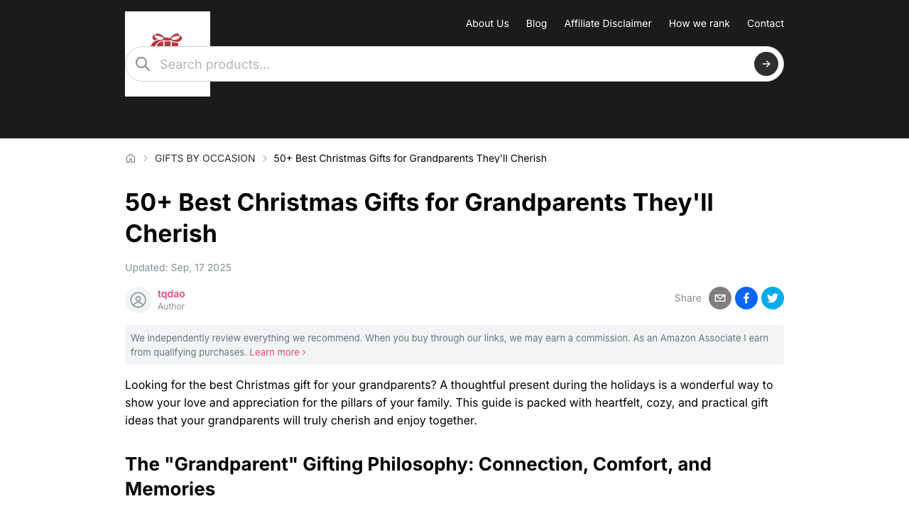 Screenshot of GiftsPick's Christmas gifts for grandparents guide