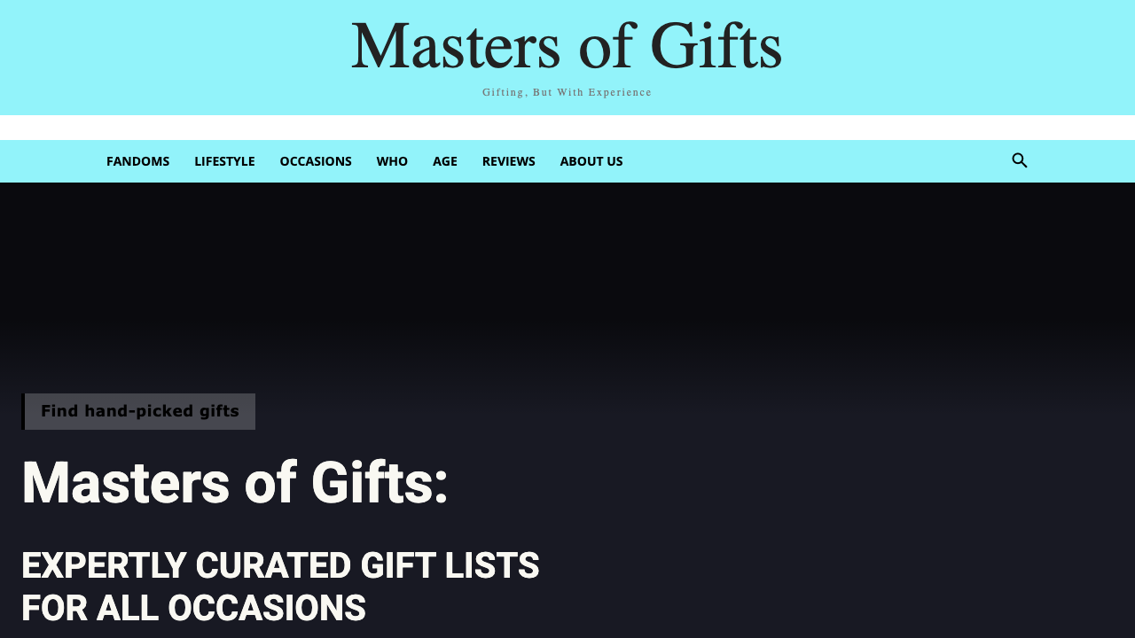 Screenshot of Masters of Gifts gift guides