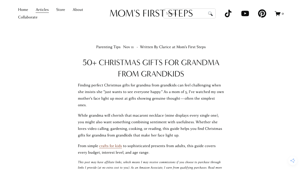 Screenshot of Moms First Steps' Christmas gifts for grandma from grandkids