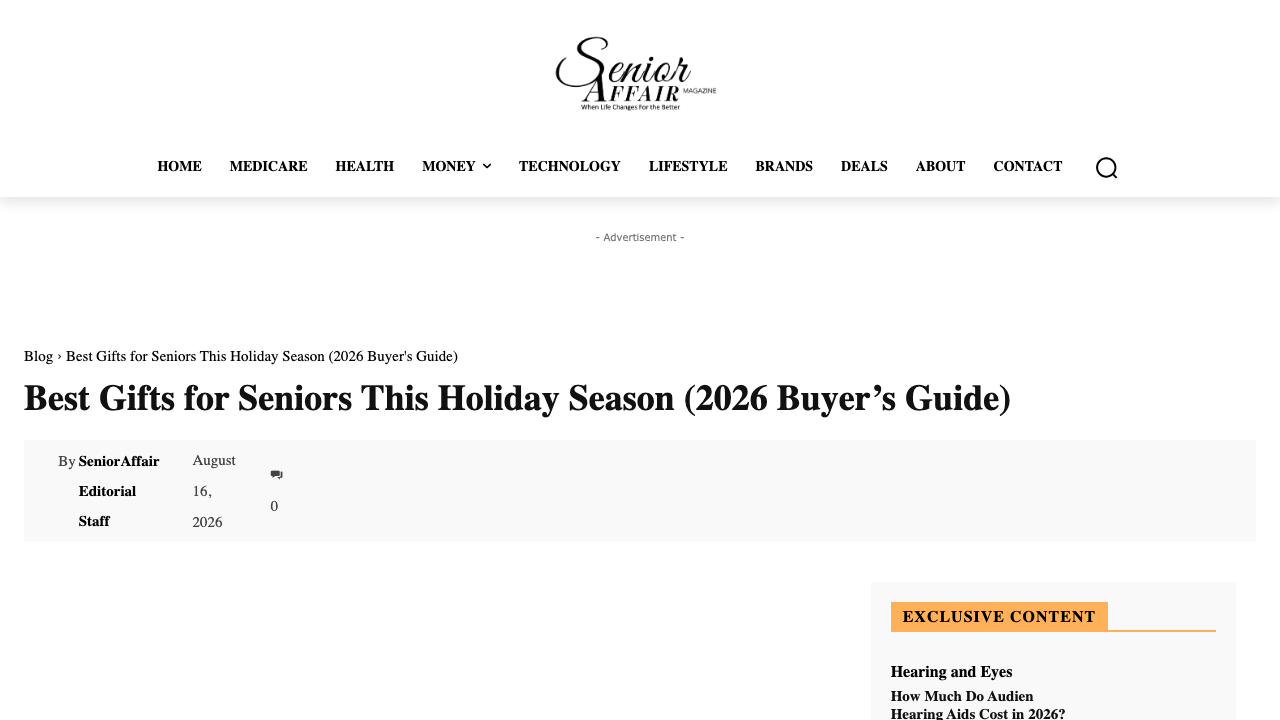 Screenshot of Senior Affair's best gifts for seniors buyer's guide