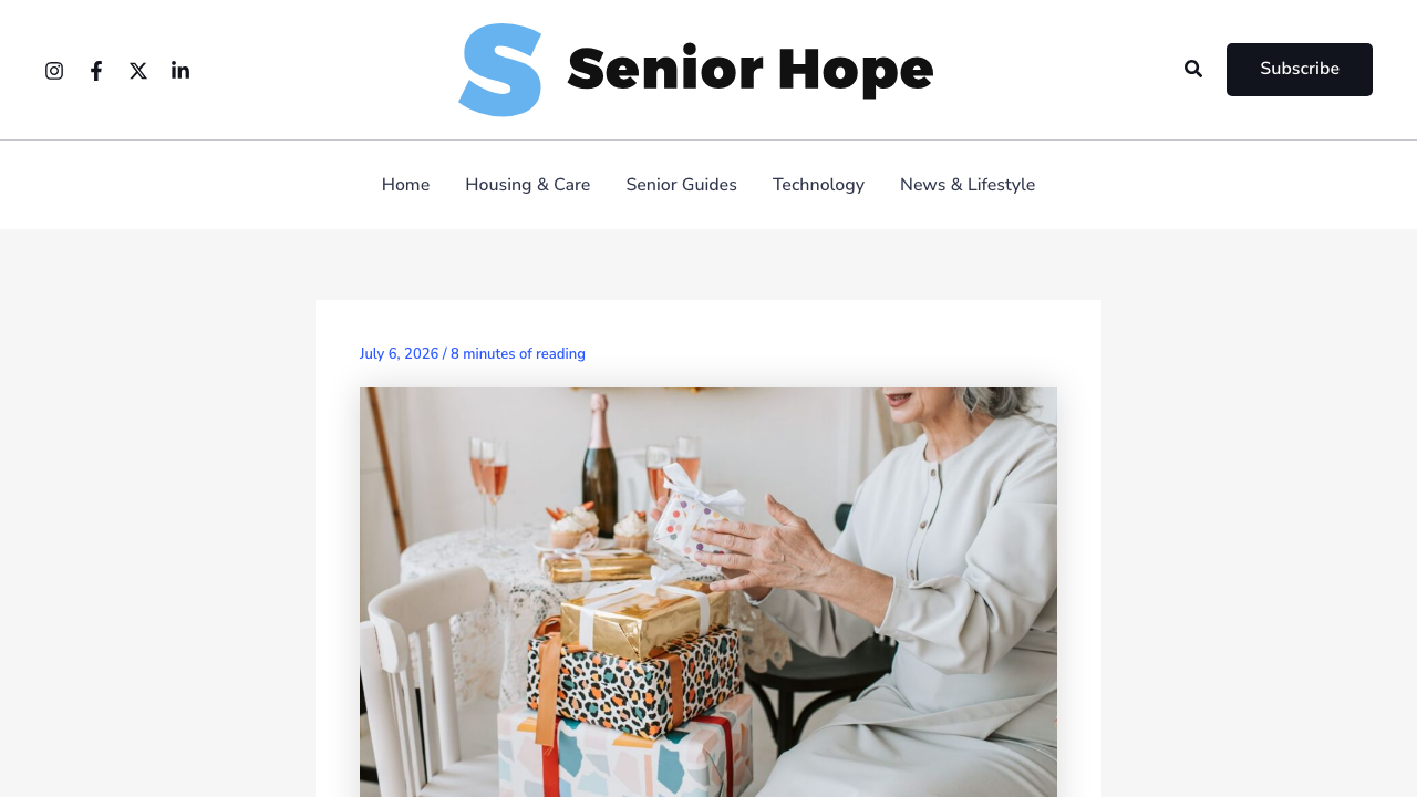 Screenshot of Senior Hope's gifts for senior citizens guide