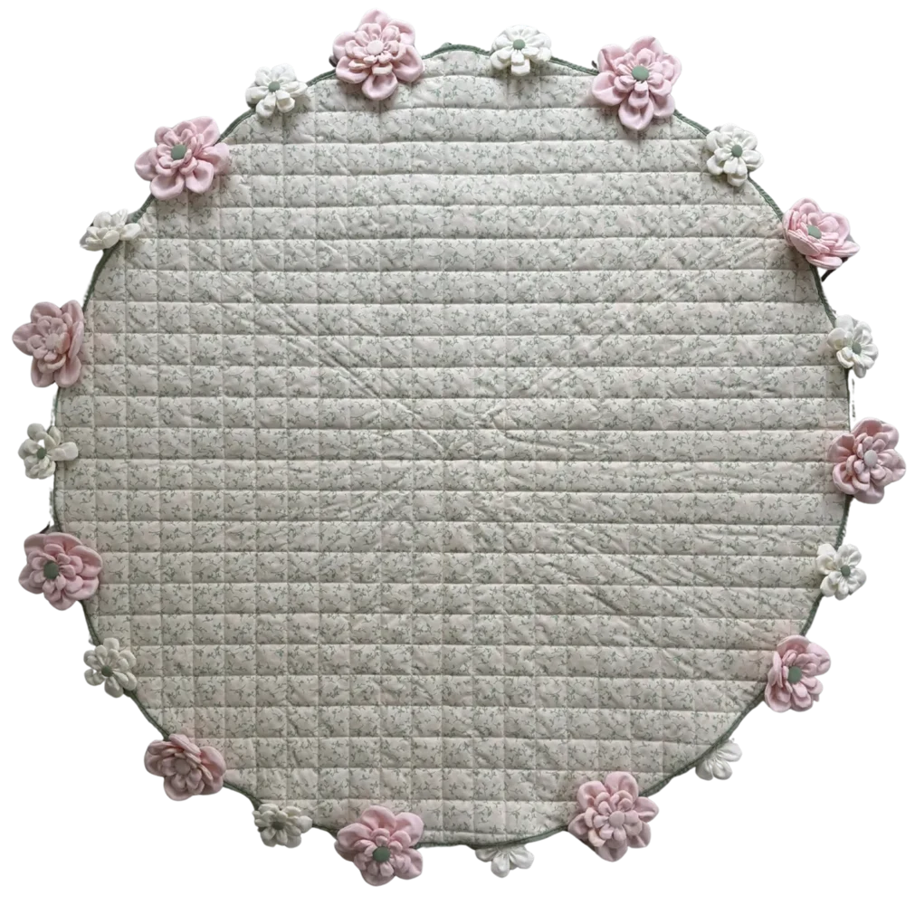 Bouquet Blanket unfolded into a round floral throw