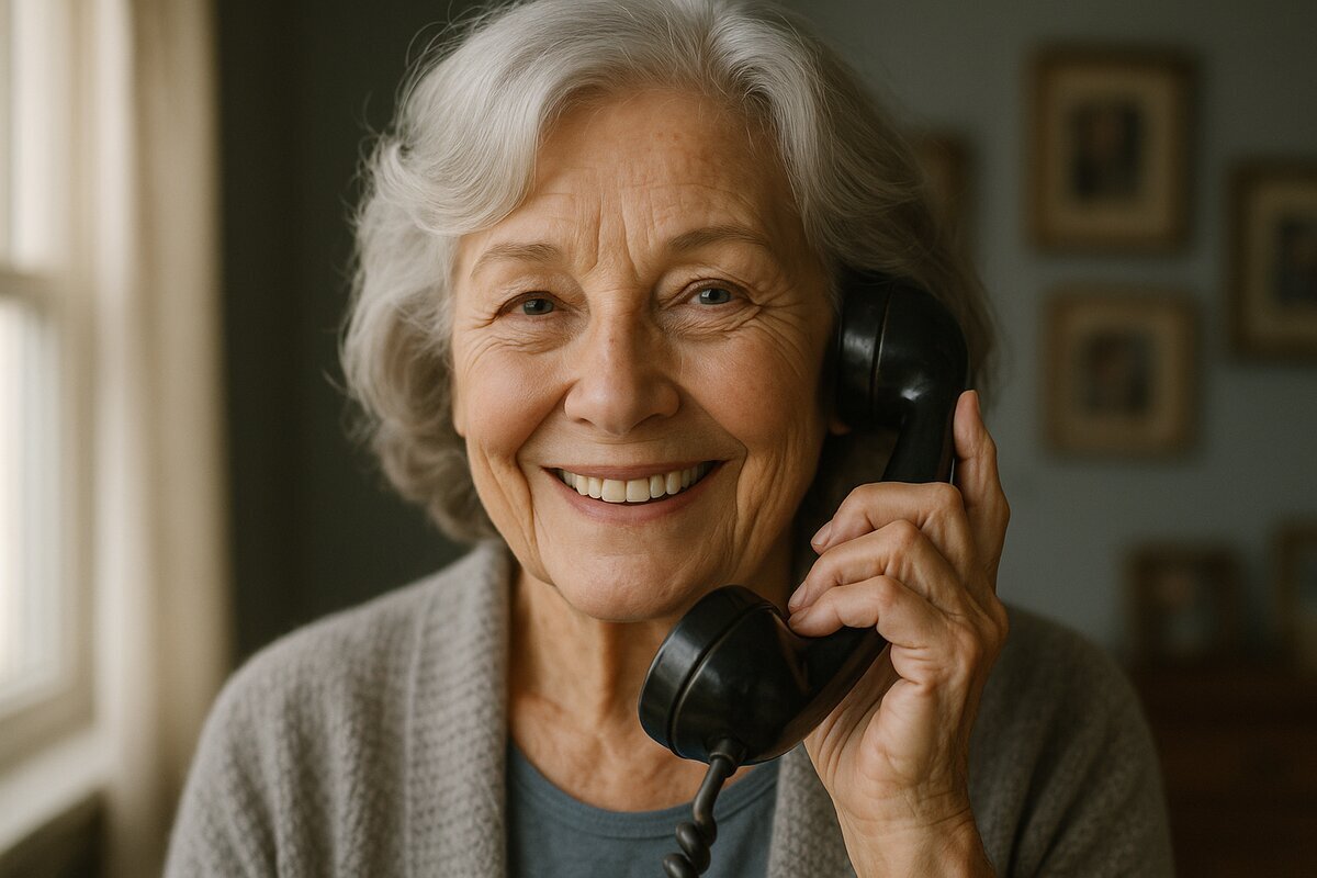 Elderly parents sharing stories with family members without using technology