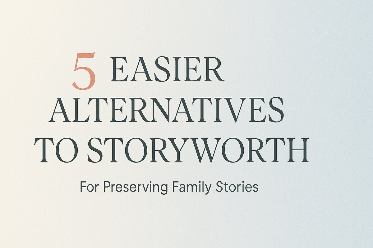 Family members sharing stories through various digital platforms and services