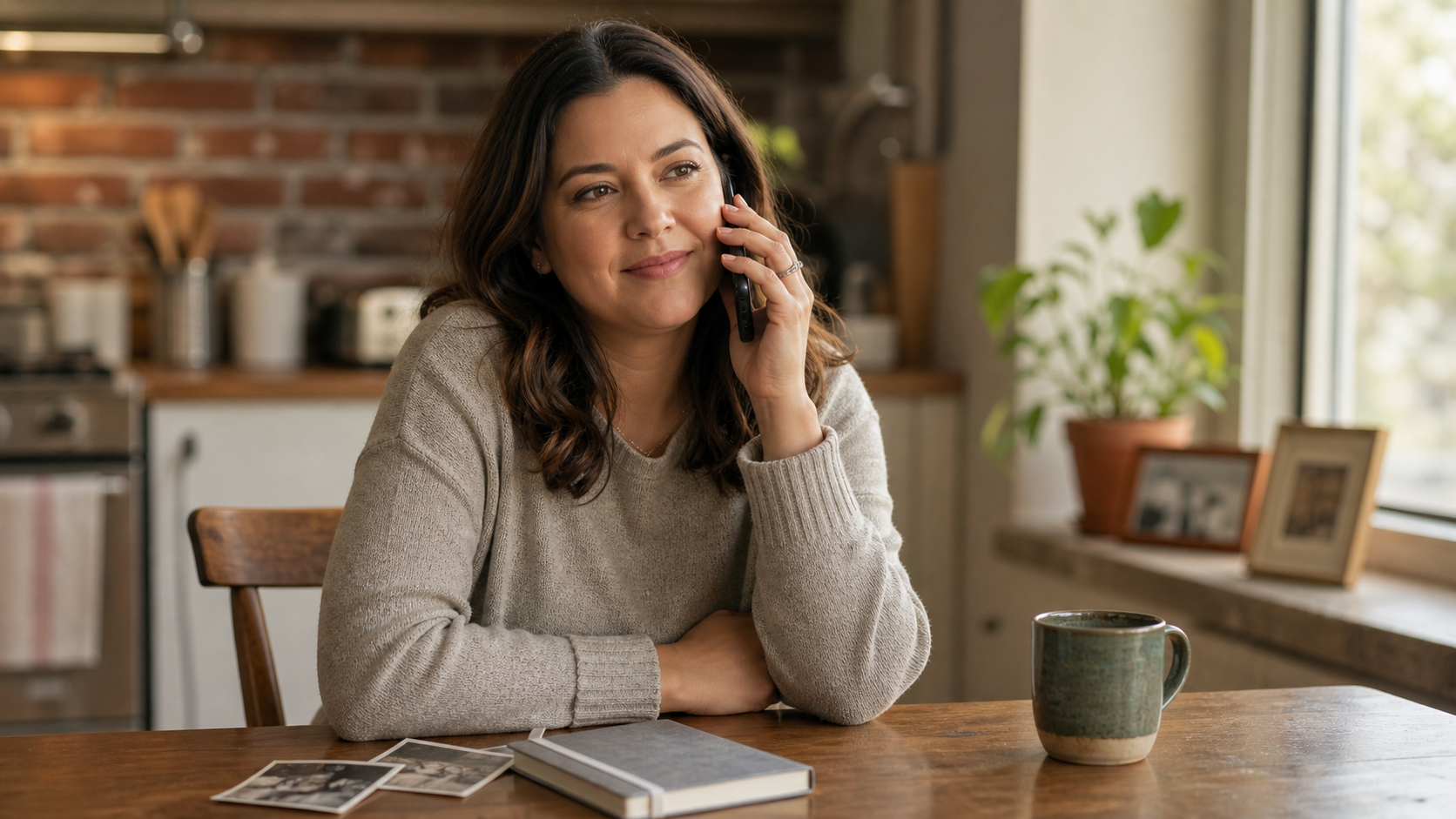 A younger family member talks with Mel by phone before the narrator's interviews begin