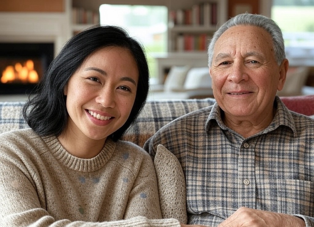 Maya with her father - Tell Mel customer testimonial about connecting through family storytelling