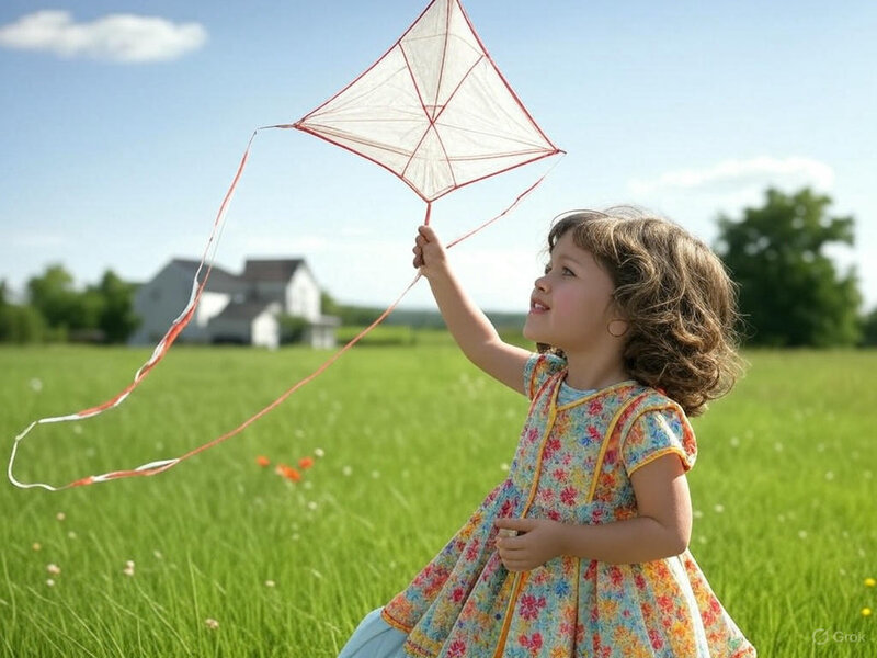Child with kite - childhood memory from Los Angeles Tell Mel memoir sample about family stories